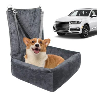 Автокрісло для цуценят та собак | Складане автоліжко | Зручне та безпечне перевезення тварин | Сіре