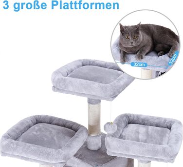 Великий котячий будиночок Hey-brother Kratzbaum XXL, 180 см, сірий. Стабільний котячий комплекс з сизалевим мотузком, великою дряпалкою, корзиною, 3 платформами та 2 будиночками. EMPJ034W