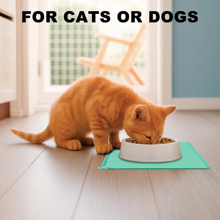 Силіконовий килимок під миску для собак та котів, 54x38 см, зелений. Нековзкий, водонепроникний