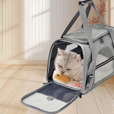 Сумка-переноска для котів та собак | Легка, зручна, дихаюча переноска для тварин на плечі, для прогулянок на вулиці, сірого кольору