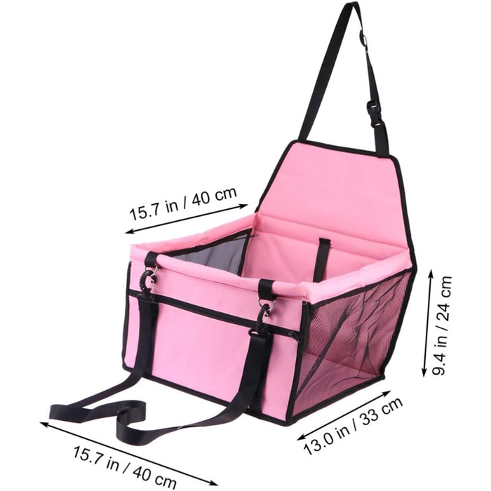 Автомобільна переноска для собак та котів BESPORTBLE - рожева, з регульованим ременем безпеки