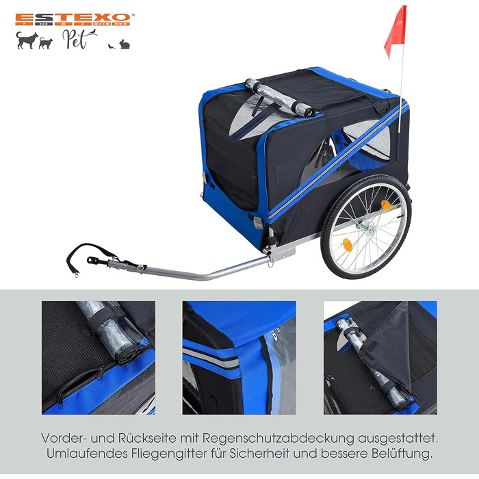 Причіп для велосипеда ESTEXO для тварин: собак, котів, інших домашніх улюбленців (Блакитний)