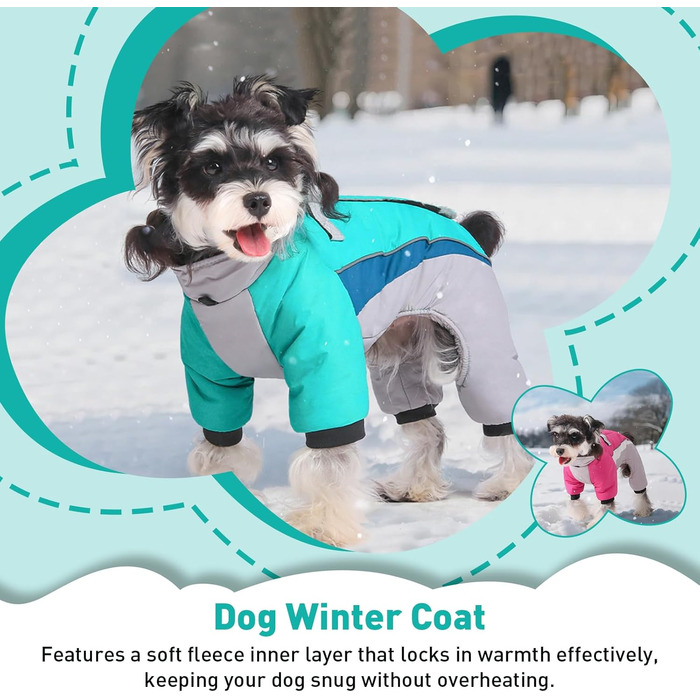 Зимовий теплий куртка для собак, водонепроникний комбінезон на 4 лапи з D-початком та світловідбиваючими смугами (Чорний/Сірий, M)