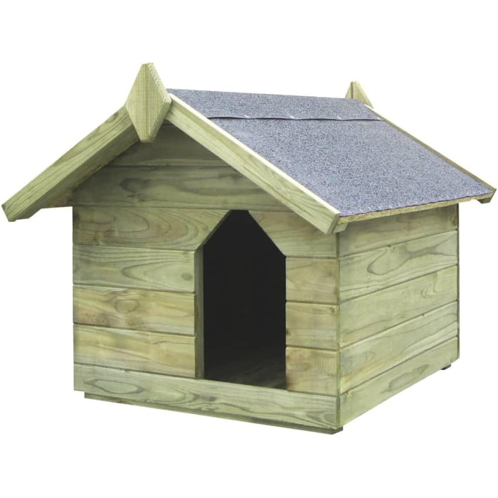 vidaXL Будка для собаки з імпрегнованої сосни, дах, 75x78x65 см