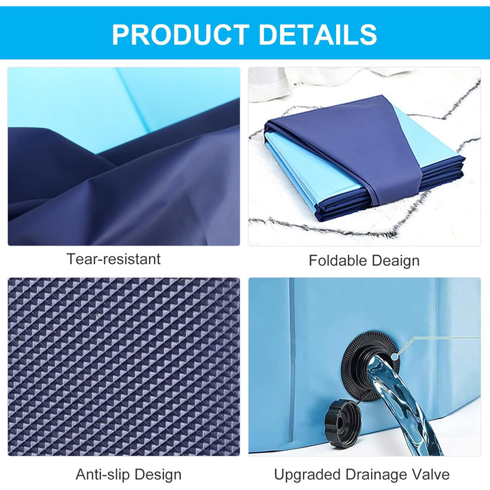 Басейн для собак та котів Demigreat, 100 x 30 см з клапаном зливу, портативний, зносостійкий