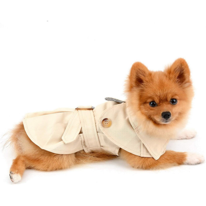 Тренч для собак PAIDEFUL, вітрова куртка-вестерн для дівчаток та хлопчиків, з поясом, для осені та зими, розмір S, колір хакі