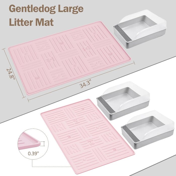 М'яка силіконова килимок для котячого туалету GentleDog, 87.1 x 63 см, водонепроникний, рожевий