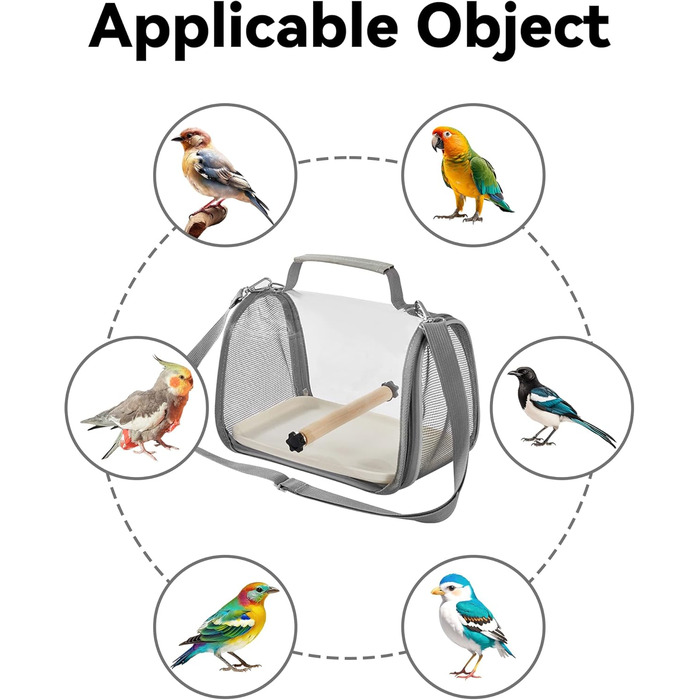 Транспортний бокс для птахів Gxdamxz з дерев'яним штиком та підносом, клітка для хвилястих попугаїв/попугаїв/дрібних тварин, 27x20x20 см