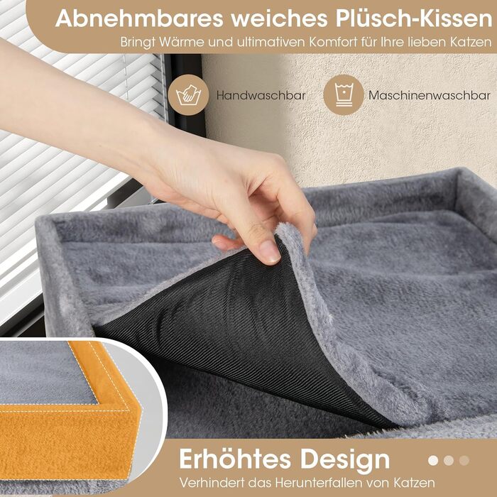 Кігтеточка-будинок Costway 4-ярусна для котів, з будиночками та ігровим майданчиком, сірого кольору, до 25 кг