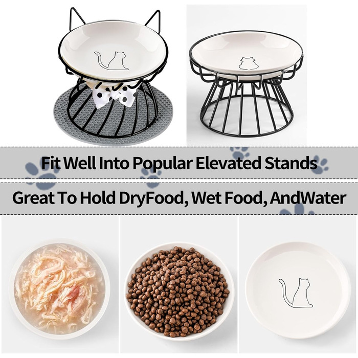 Набір мисок для котів з кераміки (3 шт.) - широкі, зручні, для корму та води