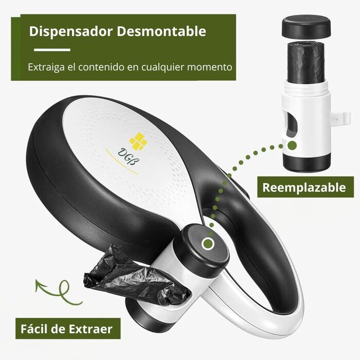 Висувна поводок для собак, 3 м, довгий поводок для маленьких, середніх та великих собак, ергономічна ручка, до 15 кг, білий, L