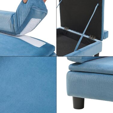 Ліжко для собак та котів en.casa Salkonssad з ящиком для зберігання, 60 x 45 x 24 см, блакитний велюр