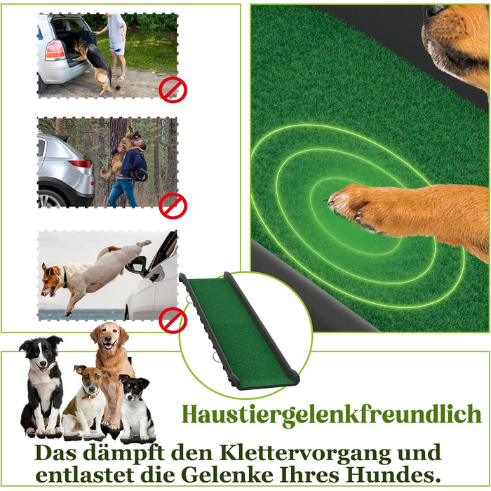 Рампа для собак, сходинки для тварин: пластикова рамка з штучним газоном, протиковзка, 156 x 40 см