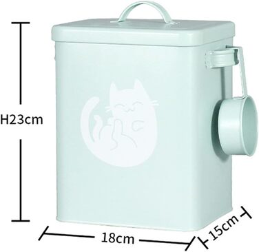 Металевий контейнер для корму для собак та котів з мірним стаканчиком, ложкою та іграшкою мишка, милий контейнер для зберігання корму (#3)