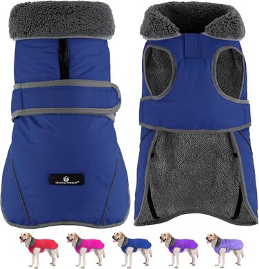 Зимова куртка для собак Dogcheer з флісовим коміром, тепла жилетка для цуценят та собак великих, середніх та малих порід, блакитна (M, обхват грудей 46-62 см, довжина спини 36 см)