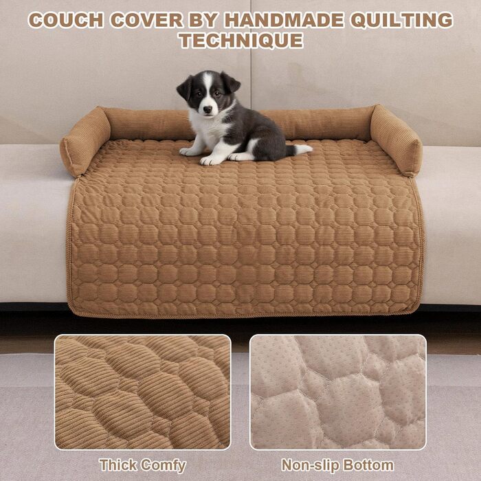 Захисний чохол на диван для тварин LiveGo: м'яка, миюча, антиковзаюча, 70x70x12 см, колір кавовий