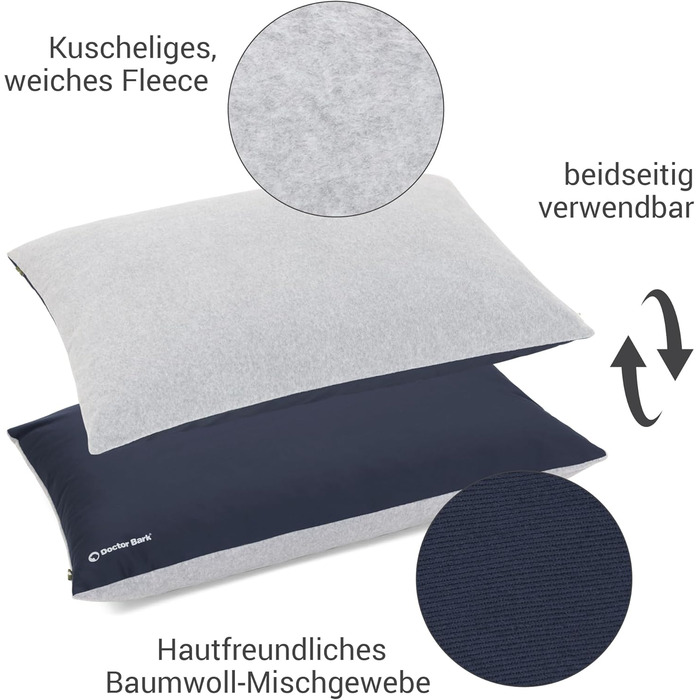 М'яке ліжко для собак великих порід Doctor Bark GreenLabel, XL, зелене/короїдний синій, легко миється