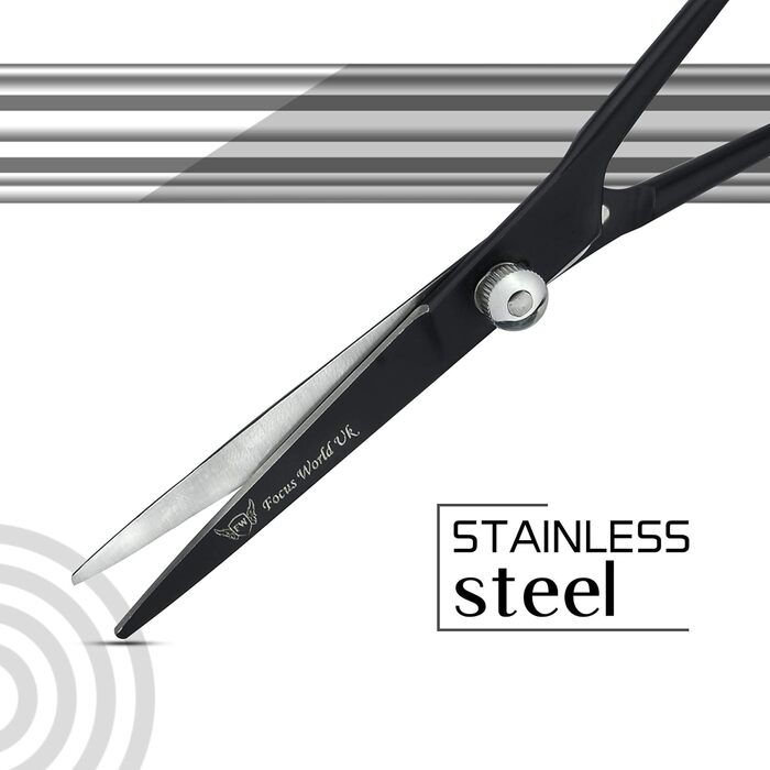 Професійні ножиці для перукарів Focus World 6.5 дюймів - японська сталь, чорний колір, для чоловіків та жінок