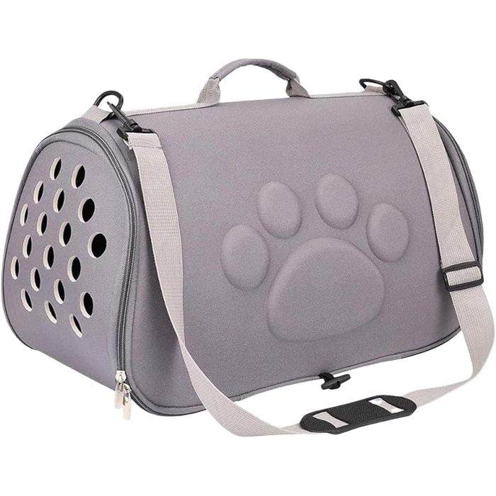 М'яка переноска для котів, сумка для прогулянок з регульованим плечовим ременем | Легка переноска для цуценят та маленьких собак, для візитів до ветеринара, міських активностей, рюкзак для подорожей, хаджінг, кемпінг, сірий L