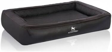 Ортопедичне ліжко для собак Knuffelwuff Hampstead M-L 85x65 см, штучна шкіра, чорне, лазерна стібка