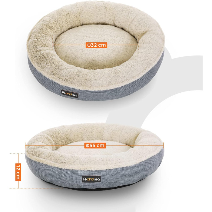 Кругла лежанка для собак та котів Feandrea, Ø 55 см, сіра