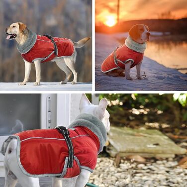 Водонепроникний теплий зимовий одяг для собак середніх порід, червоний, XL - куртка для собак