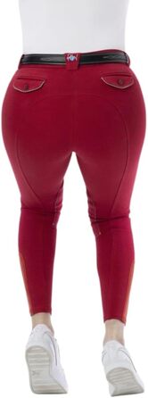Верхні штани для їзди на конях Riding World Alexandrie для жінок та дітей | Еластичні штани з накладкою на колінах | з кишенями спереду | Легінси для верхової їзди в шести кольорах | Одяг для верхової їзди розмір 104-176 та 32-44, Зелений (38, Червоний)