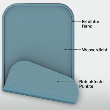 Підкладка під миску для котів та собак, силіконова, товста, з бортиками, велика (блакитна)
