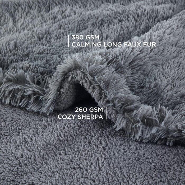 Водонепроникний коврик для собак BEDSURE - 152 x 203 см, довгий плюш, миючий, захисний, м'який, для великих собак, сірий (152x203 см)