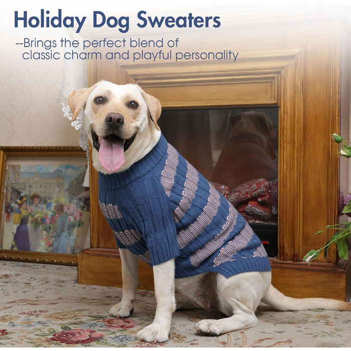 Теплий зимовий пуловер для собак маленьких порід з отвором для повідка, з малюнком 