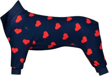 Піжама для собак Spark Paws з м'якого 4-стороннього матеріалу, для відновлення після операції, Onesie для маленьких, середніх та великих собак - серця - S (2-5 кг)