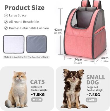 Рюкзак-переноска для котів та собак PETCUTE, транспортна сумка для маленьких тварин, зелений (рожевий)