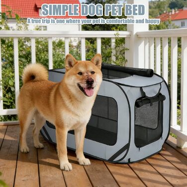 Складана переносна переносна коробка для собак і котів, 94x53x53 см, для собак і котів до 25 кг, для подорожей та дому (зелений, сірий)