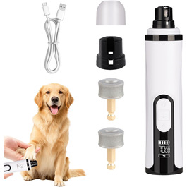 Електричний точилка для кігтів собак з 2 насадками, тример для подушечок лап з LED-підсвічуванням та 3 швидкостями, для великих, середніх та малих собак