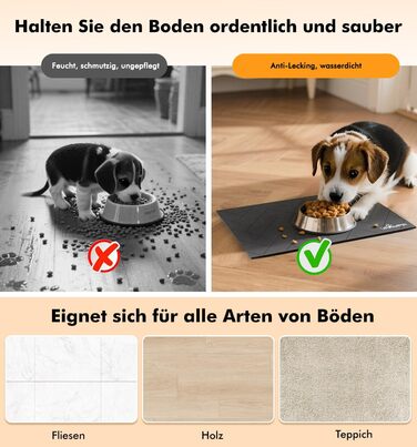 Підкладка під миску для собак та котів, сіра, 43 x 71 см, швидковисихаюча, нековзна, з абсорбентом