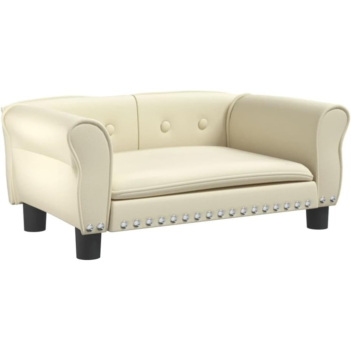 Софа для собак Festnight, ліжко для маленьких собак та котів, м'яка софа з штучної шкіри, 70x45x30 см (кремовий)