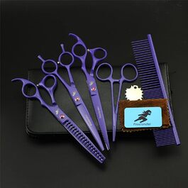 Набір для грумінгу собак 9Cr Edelstahl: ножиці прямі, для розрідження, вигнуті, гребінці для догляду за собаками