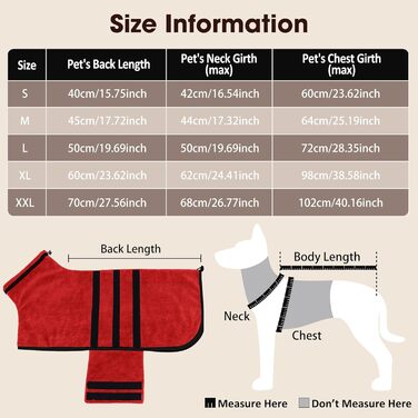 Рушник для собак з мікрофібри, рушник для собак середніх та великих порід, швидковисихаючий, рушник для собак з клямками (Dunkel XXL) (2XL, Червоний)