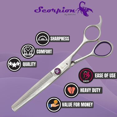 Ножиці для грумінгу собак та домашніх тварин Kenchii Scorpion, 46 зубців, преміум-сталь, японська якість