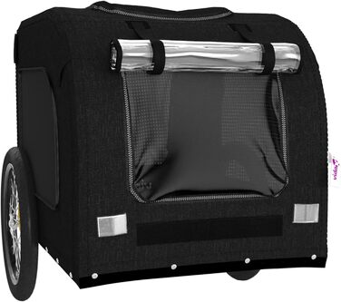 Фасба Причіп для собак, причіп для велосипеда, причіп для собак з відбивачами та прапорцем, причіп для котів та домашніх тварин, чорний, матеріал Оксфорд, метал, 133,5 x 69 x 73,5 см (Д x Ш x В)