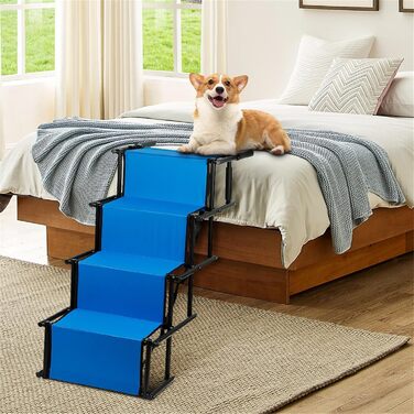 Рампа для собак у машину, складана, регульована по висоті, до 75 кг (чорний/синій)