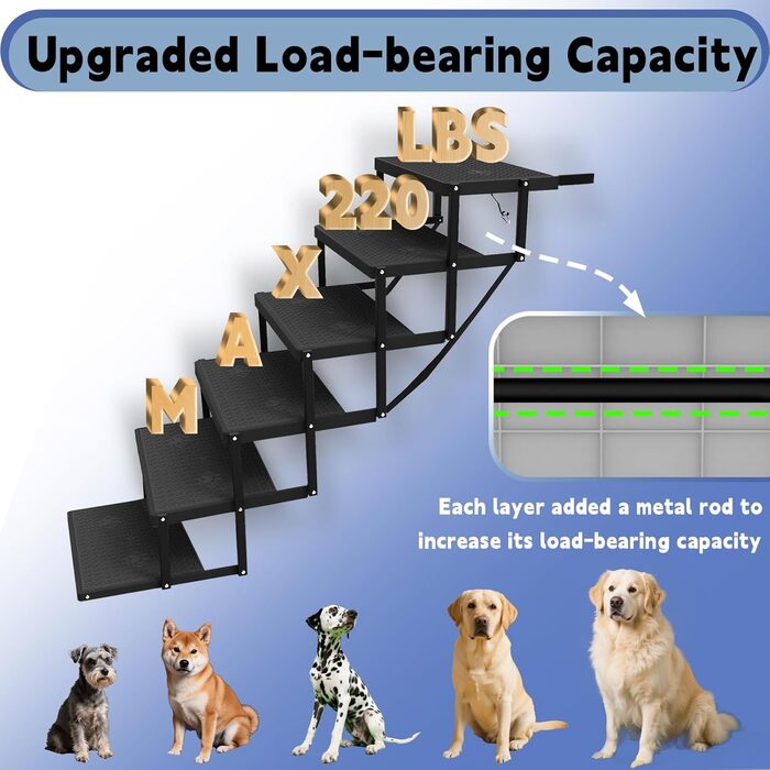 Рампа для собак у машину, складана, до 80 кг (6 сходинок)