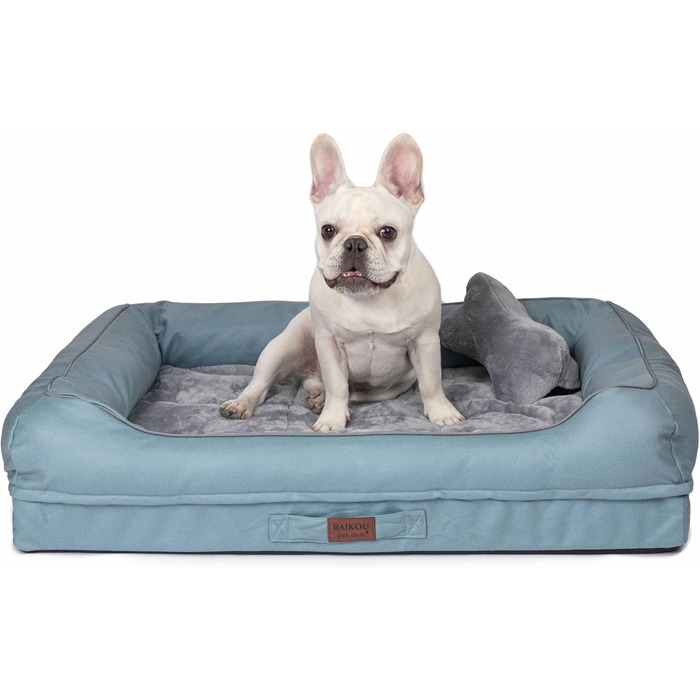 Лягушкове ліжко для собак Raikou з знімним подушкою, м'яке та миється – місце для сну, подушка для собак, собаче ліжко, килимок для собак - високоякісне ліжко для тварин для вашого вірного друга. (Блакитний, 80 * 60 * 7 см)
