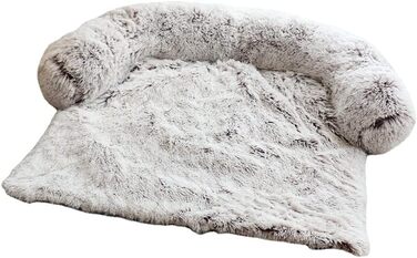 М'яка плюшева лежанка для собак, диван, заспокійне лежанка, ультрам'яке хутро, лежанка для домашніх тварин, м'яка, пральна, подушка, захист меблів, лежанка для собак та котів, M, кавовий колір