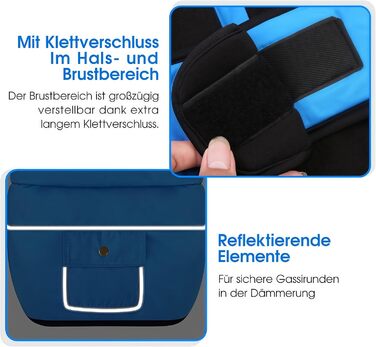 Конвініт Теплий водонепроникний зимовий одяг для собак - тепла куртка для маленьких собак з підкладкою, застібкою-липучкою та світловідбиваючими елементами, синій, S (обхват грудей 44 см)