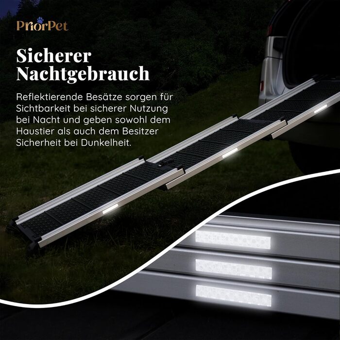 Трампліна для собак у машину, складна, стабільна, до 90 кг, алюмінієва, для великих собак, з відбивачами, сіра (лісовий зелений)