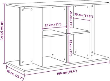 Тумба для акваріума vidaXL 100x40x60 см, чорний дуб, ДСП, міцний акваріумний стелаж