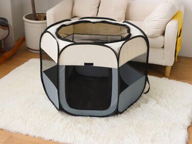 Клітка-переноска для цуценят та дрібних тварин, розкладний вольєр для собак, котів та інших дрібних тварин. Водонепроникний вольєр з Оксфордської тканини з сумкою для перенесення (зелений, L(110x110x0cm))