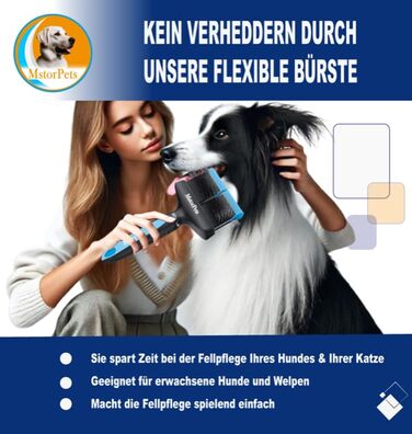 Професійна щітка для собак і котів з захисними нопочками - м'яко видаляє підшерсток, ковтуни та вузли - для догляду за довгошерстим хутром