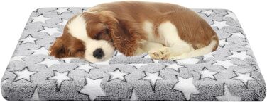 Килимок для собак маленьких порід, 61 x 40.6 см, короткий плюш, товщина 4.1 см, для собачих будок, машинне прання, ідеально для кліток 61 см, сірий, Stern